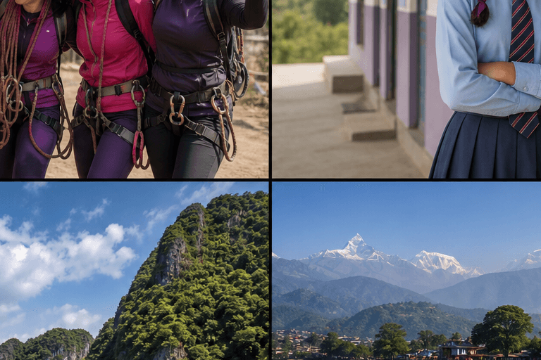 A team of Nepali women celebrating after a challenge